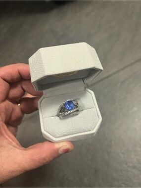 Jared Sterling Silver Lab-Created Blue and White Sapphire Ring size 7